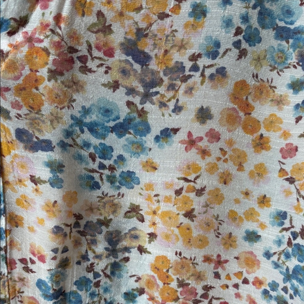 a.n.a Floral V-Neck Blouse - Cream with Blue & Mustard - Picture 4 of 9